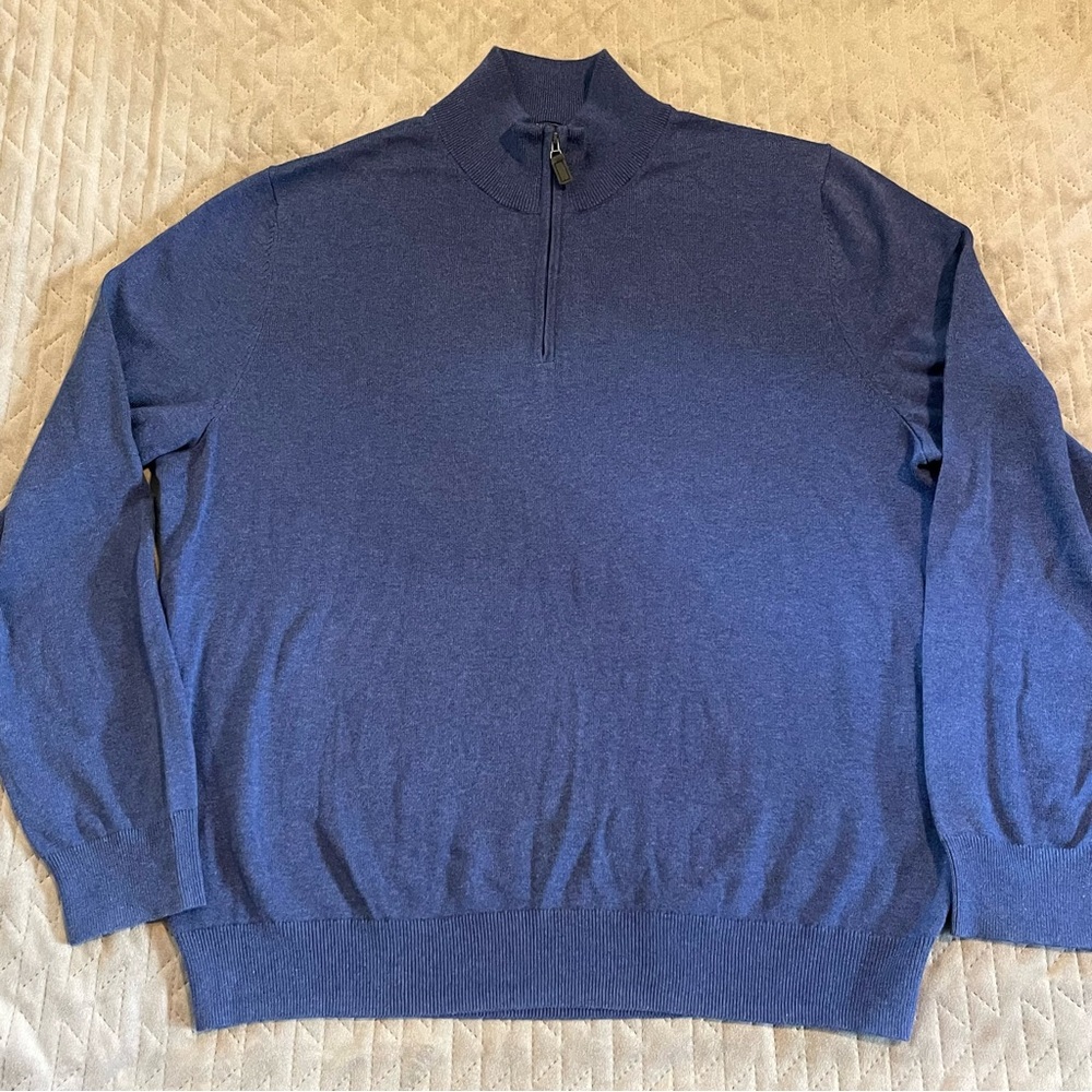Jos A Banks Traveler 1/4 zip pima cotton‎ sweater mens XL NWT blue